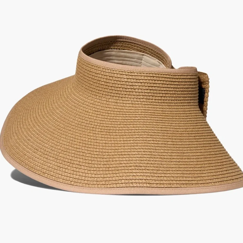 Women Sun Visors Hat, Fordable Wide Brim Ponytail Beach Hat